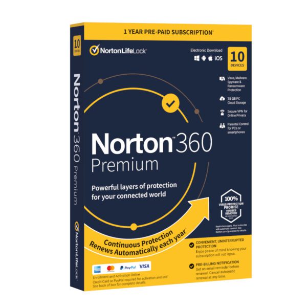 Norton 360 Premium 75Gb AF 1 User 10 Device 12 Months