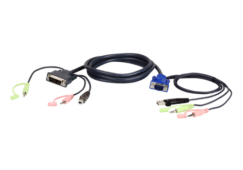 ATEN VGA USB to DVI 3m KVM cable Black, Blue, Green, Pink