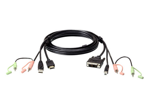 ATEN HDMI to DVI-D USB USB KVM Cable with Audio; 1,8M USB HDMI to DVI-D