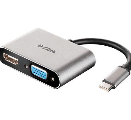 D-Link DUB-V210 video cable adapter 0.11 m USB Type-C HDMI + VGA (D-Sub) Grey