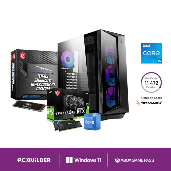 PCBuilder Intel i5 12400 SLIPSTREAM Windows 11 Gaming PC