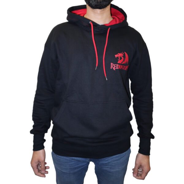 REDRAGON HOODIE WITH FRONT and BACK LOGO - BLACK - LARGE