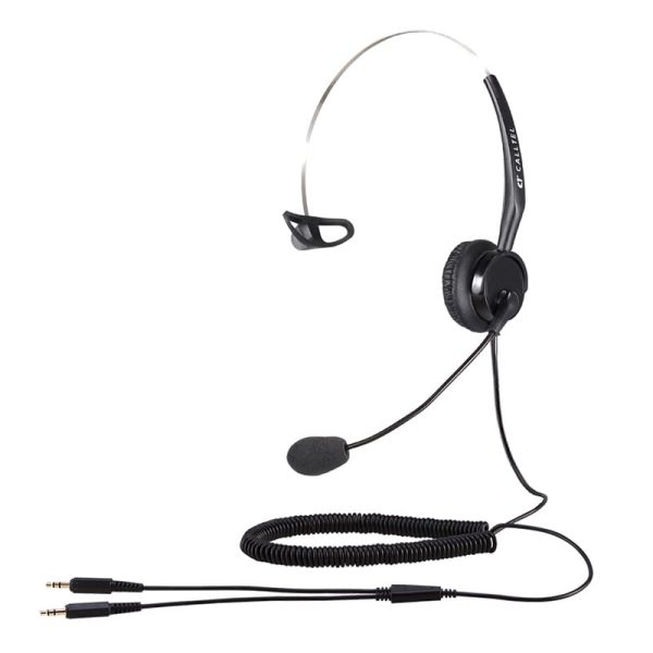 Calltel T400 Mono-Ear Headset - Noise-Cancelling Mic - Dual 3.5mm Jacks