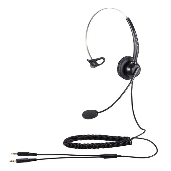 Calltel T800 Mono-Ear Headset - Noise-Cancelling Mic - Dual 3.5mm Jacks