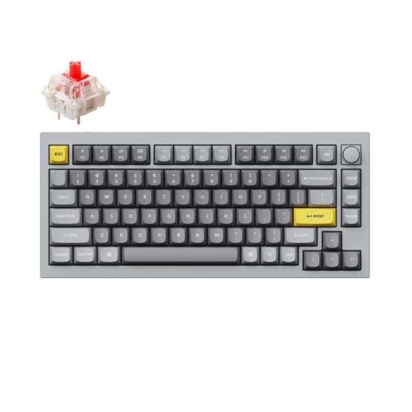 Keychron Q1 75% Red G Pro Switches Aluminium RGB Wired Keyboard - Grey